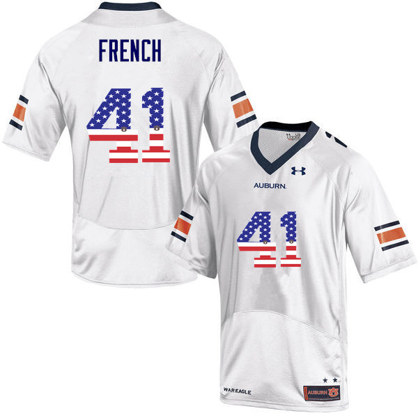 Auburn Tigers Men's Josh French #41 White Under Armour Stitched College USA Flag Fashion NCAA Authentic Football Jersey SZK4074GB